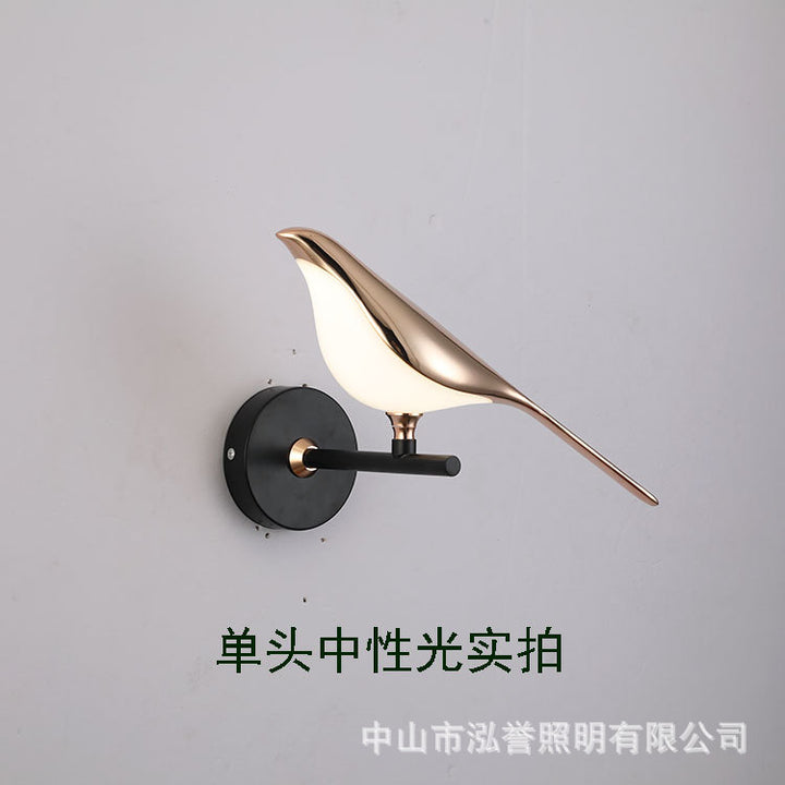 跨境款吉祥鸟树脂壁灯北欧简约创意床头小夜灯动物装摆饰小鸟台灯