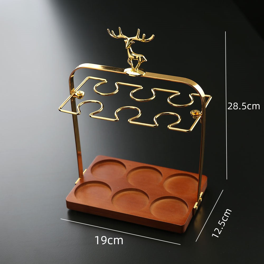 Wooden Baijiu Wine Cup Rack – Premium Home Bar Liquor Dispenser Stand