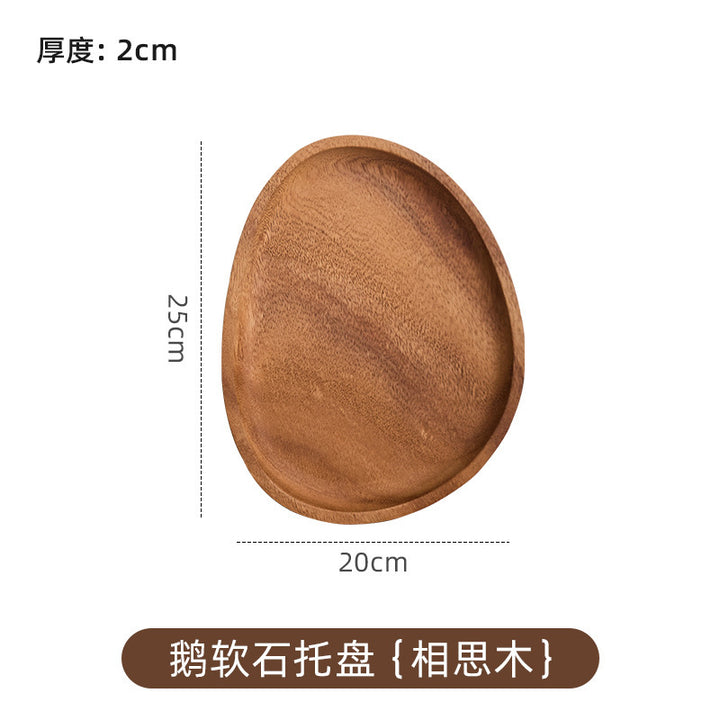 跨境胡桃木日式木托盘定制家用实木糕茶点小圆形盘茶盘餐具盘批发