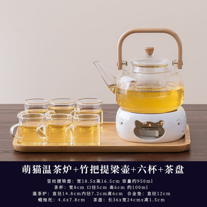 水果茶壶茶杯耐热玻璃花茶壶套装蜡烛加热下午茶休闲厅美容院茶具
