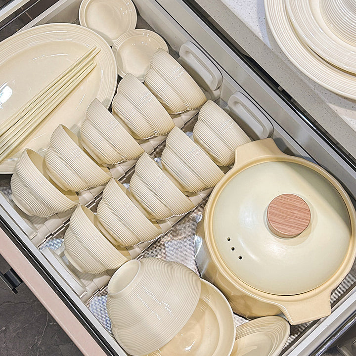 Cream Style Bowl & Plate Set Home Underglaze Tableware Set Bowl & Plate Chopsticks Housewarming Premium Design