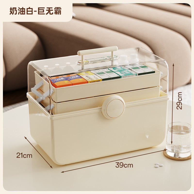 大容量化妆品收纳盒网红塑料防灰尘透明桌面手提式便携药品收纳箱