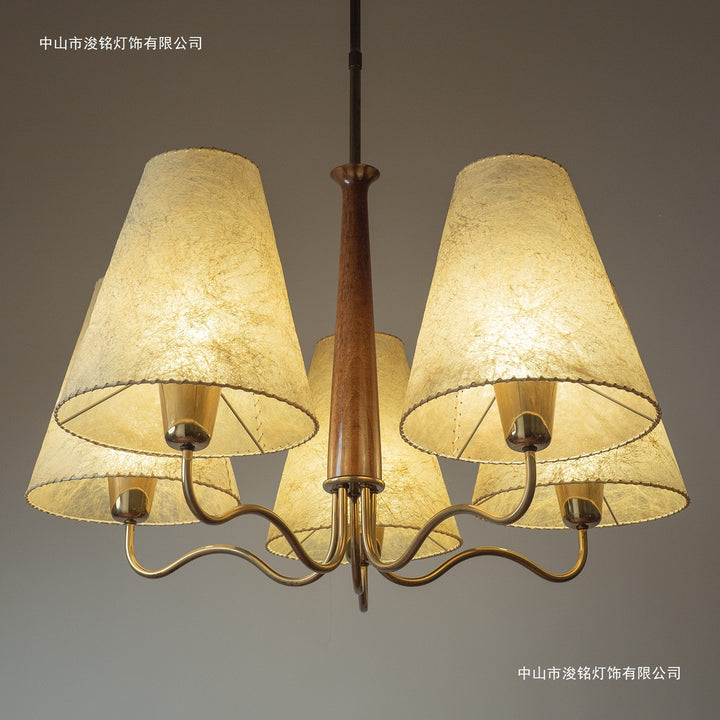 中古世纪古董西洋吊灯卧室复古灯羊皮纸木老钱风餐厅客厅主灯