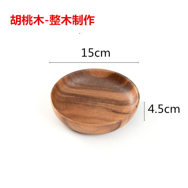 跨境胡桃木日式木托盘定制家用实木糕茶点小圆形盘茶盘餐具盘批发