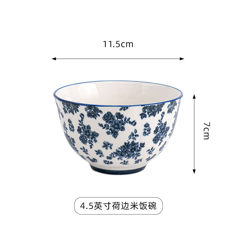 复古蓝花系列餐具陶瓷家用釉下彩高级感复古圆盘家用碗碟盘套装