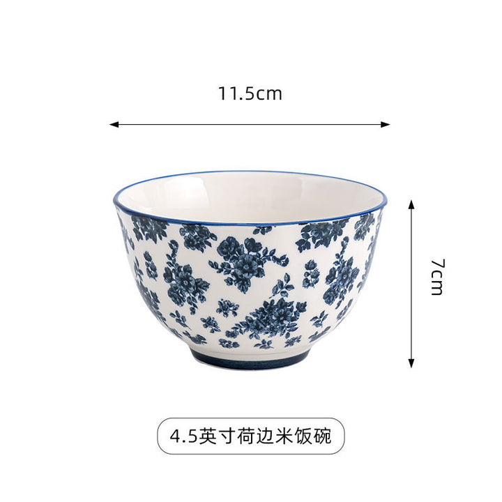 复古蓝花系列餐具陶瓷家用釉下彩高级感复古圆盘家用碗碟盘套装