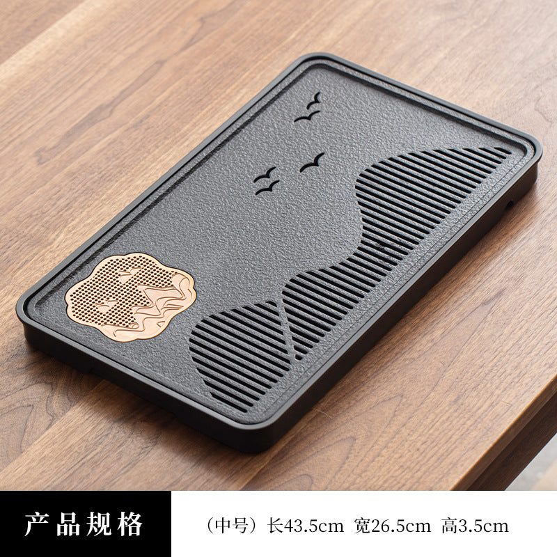 A类仿乌金石方形蓄水茶盘套装防霉家用办公茶台沥水茶具排水托盘