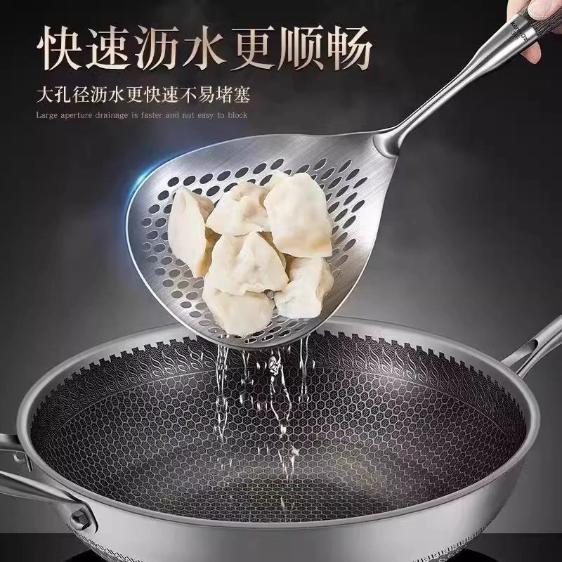 Large Stainless Steel Strainer Ladle – Food-Grade Thickened Kitchen Dumpling Skimmer