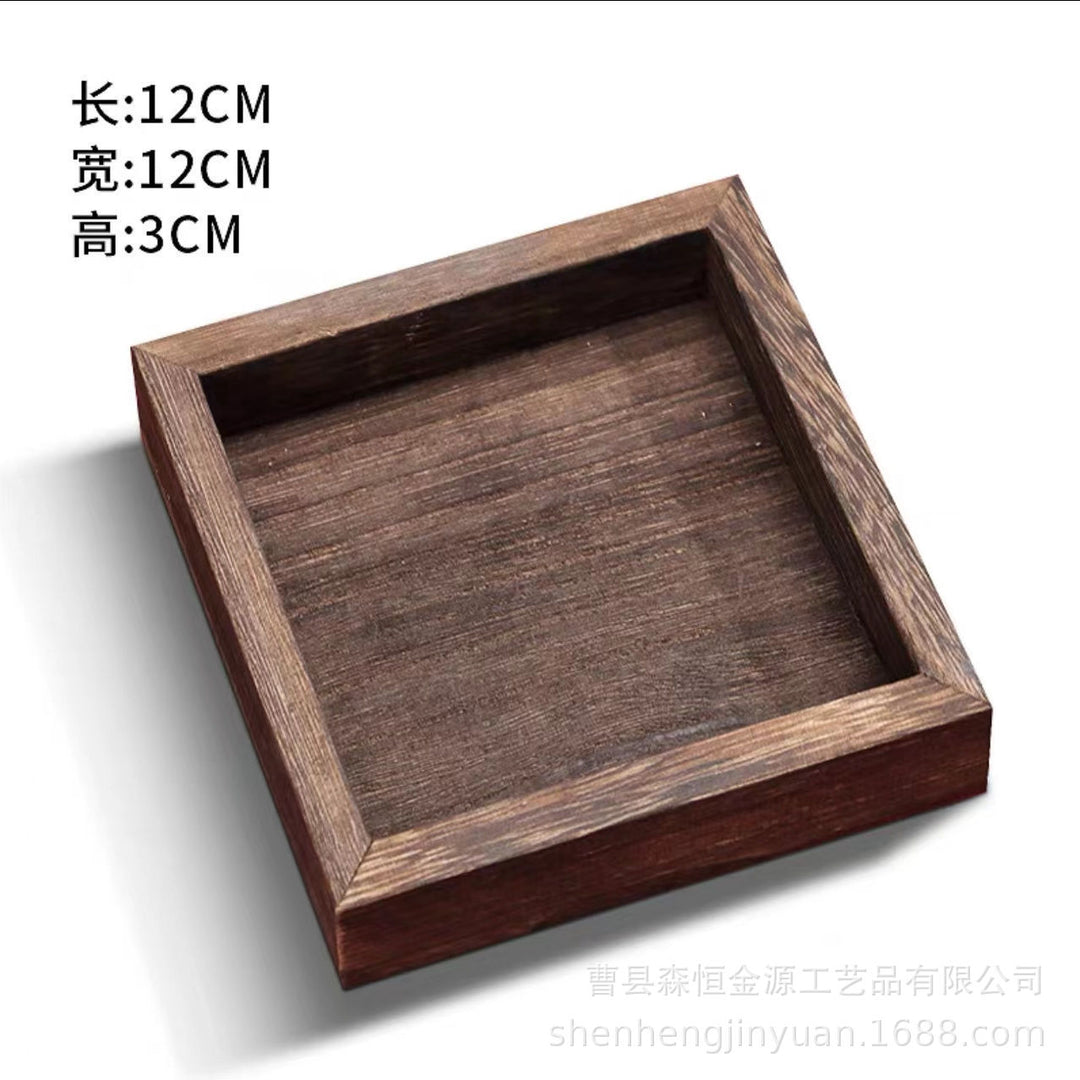 中式多格茶盘实木围炉煮茶茶点零食七件套托盘新款实木创意炭烧盘