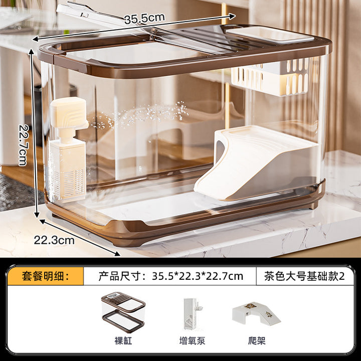 严选轻奢鱼缸家用高级带盖透明客厅造景生态缸玄关装饰塑料水族箱