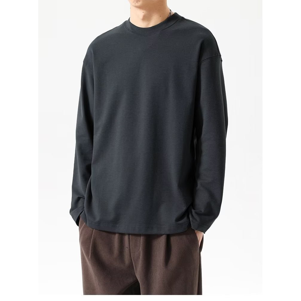 潮流生潮牌纯色长袖恤男款宽松情侣韩版衣服秋季上打底衫百搭