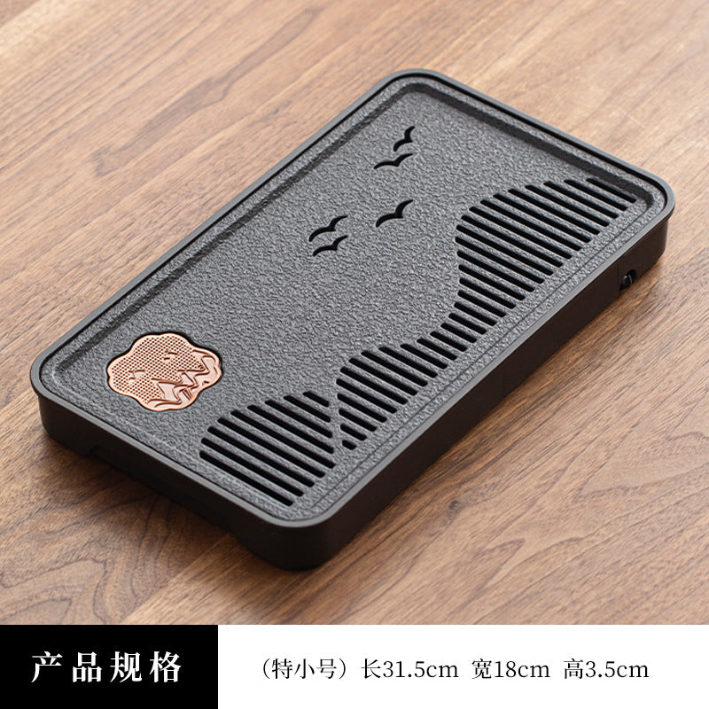 A类仿乌金石方形蓄水茶盘套装防霉家用办公茶台沥水茶具排水托盘