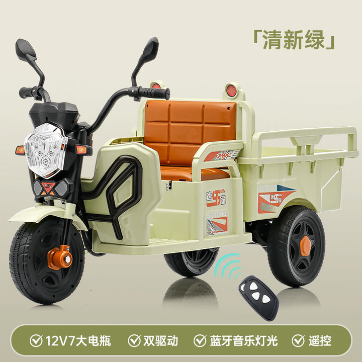 儿童电动三轮车摩托车带斗拖拉机可坐人小孩玩具男女宝宝遥控汽车