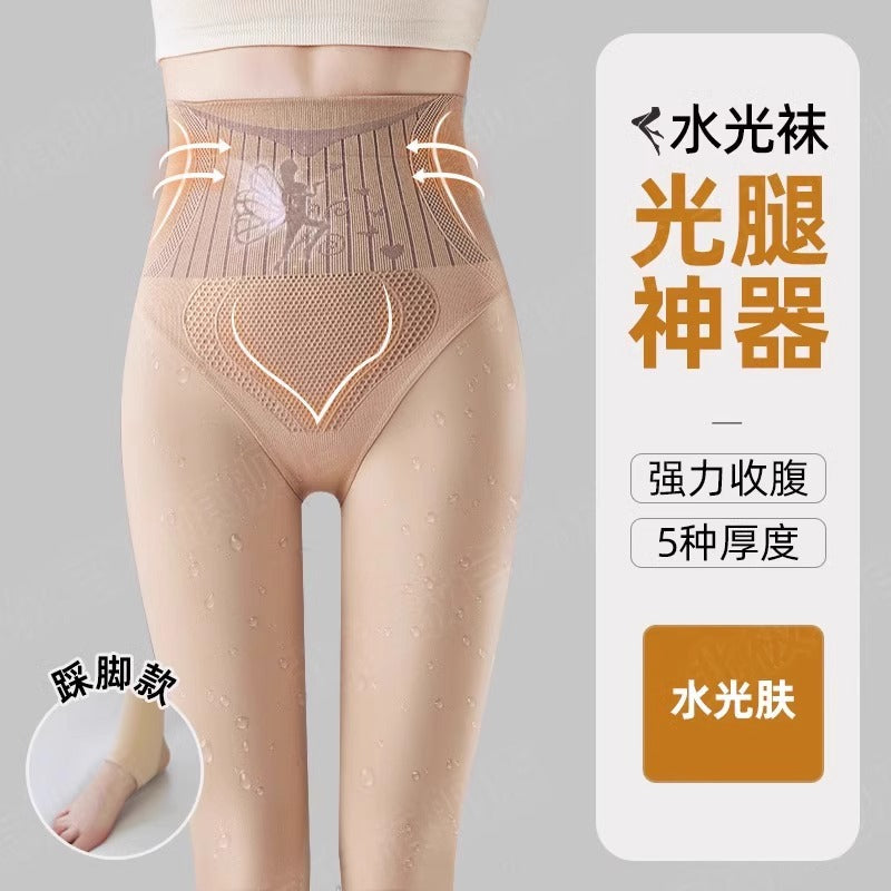 花仙子水光袜光腿神器女冬季连裤袜自然裸感一体裤加绒加厚外穿秋
