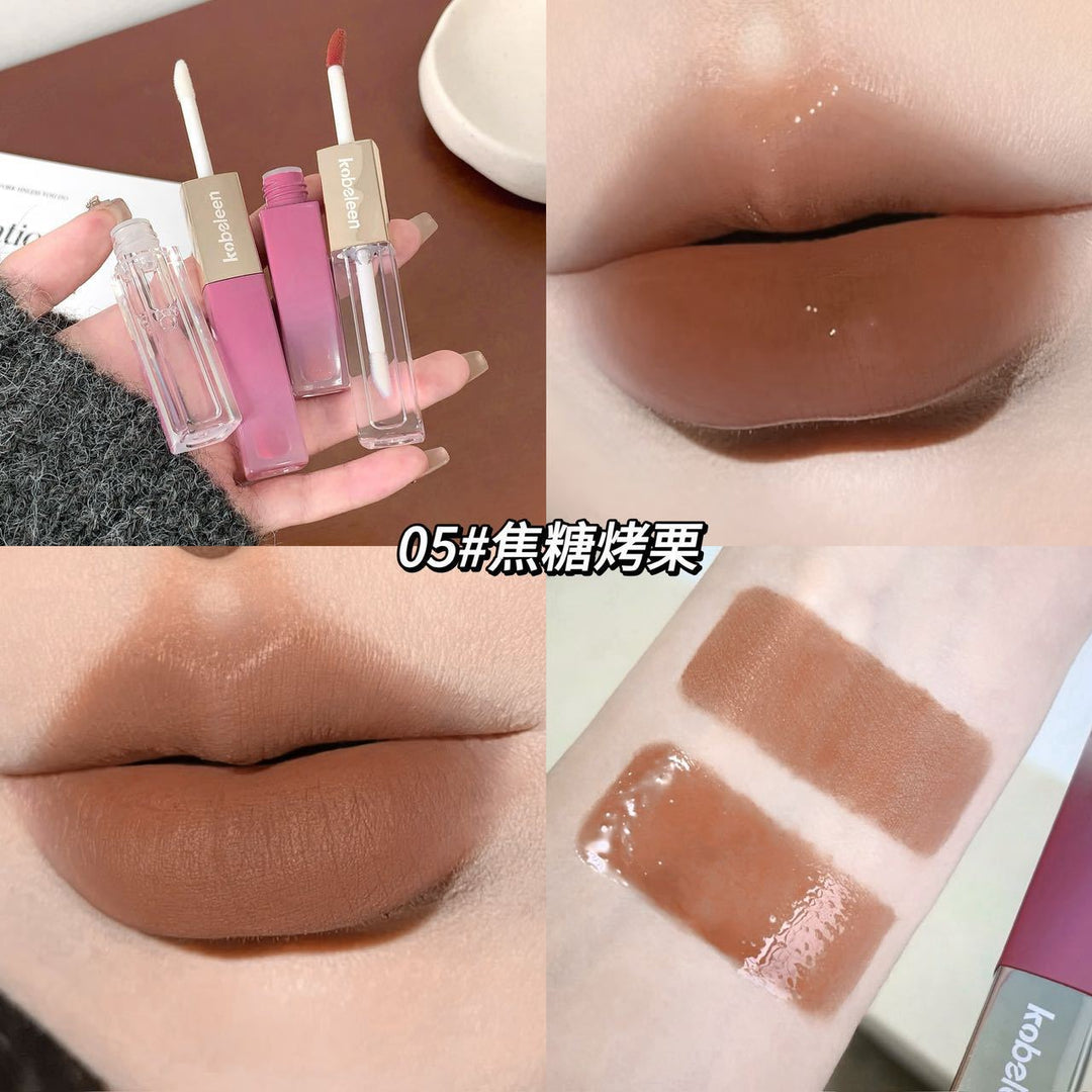 kobeleen双头持色唇釉裸色镜面水光唇蜜唇釉淡妆伪素颜嘟嘟唇口红