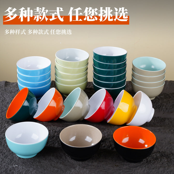 A5密胺小碗双色食堂餐具商用饭店餐饮米饭碗塑料小汤碗火锅蘸料碗