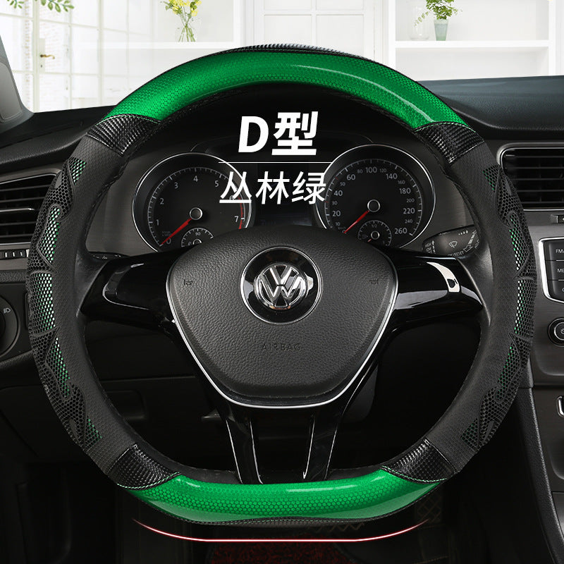 厂家制作汽车专用方向盘套橡胶碳纤维四季可用多色防脱把套