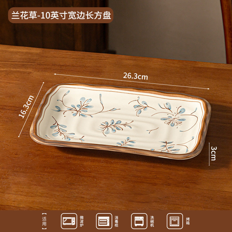 新中式陶瓷套装批发碗盘复古高颜值釉下彩米饭碗菜盘餐具礼盒装