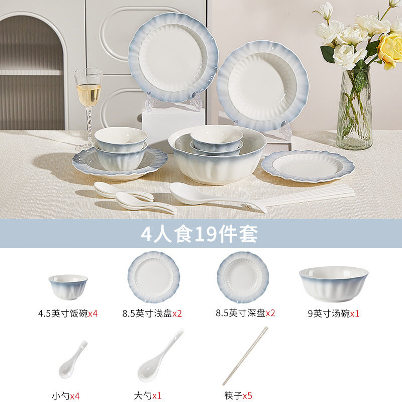 釉下彩陶瓷碗盘套装家用餐具2026新款整套乔迁新居高颜值碗筷碗具