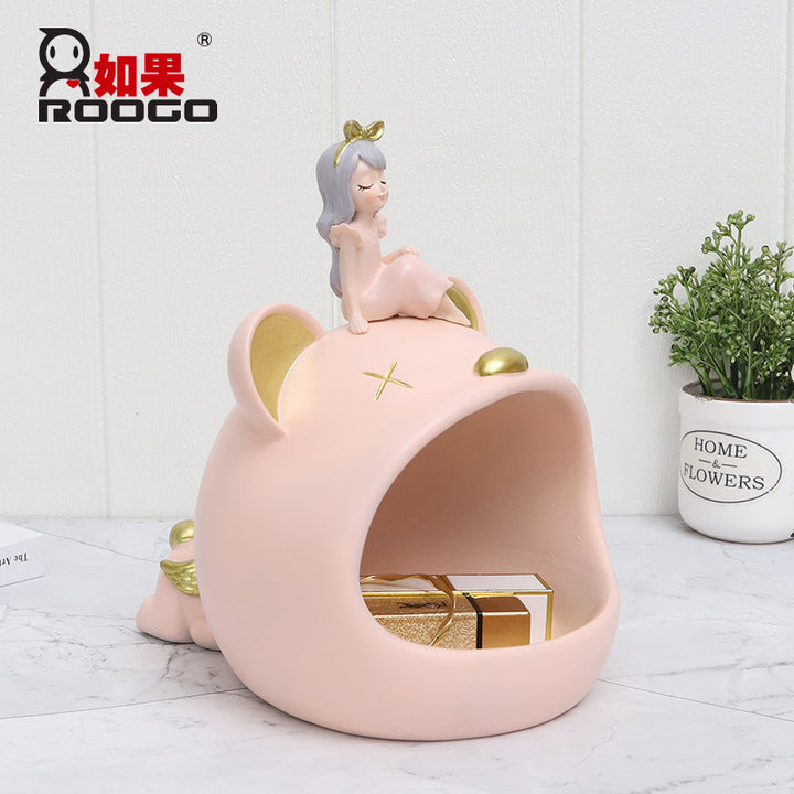 北欧创意情侣礼物婚礼糖果盒房间桌面装饰品家居玄关钥匙收纳摆件