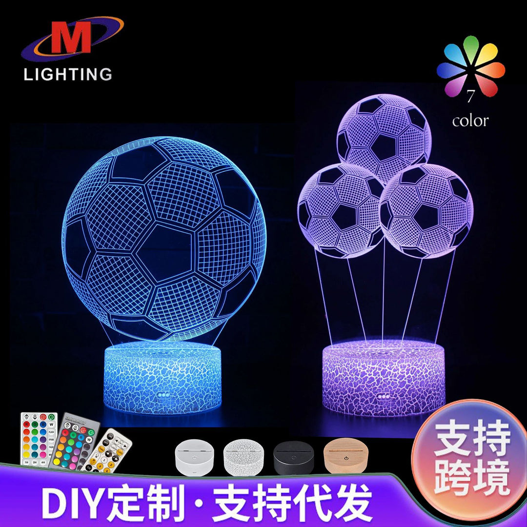 3D台灯小夜灯LED亚克力氛围灯跨境专供五大联赛皇马曼联队标系列