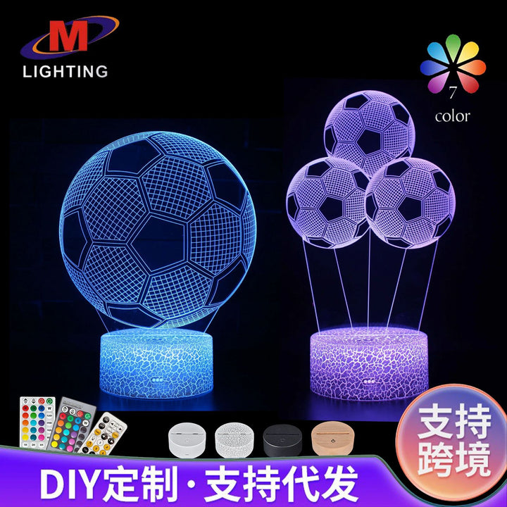 3D台灯小夜灯LED亚克力氛围灯跨境专供五大联赛皇马曼联队标系列