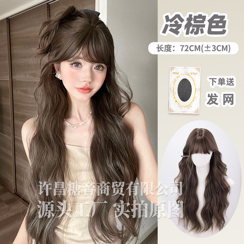 糖音假发女长卷发lolita逼真空气刘海假发全头套式假发