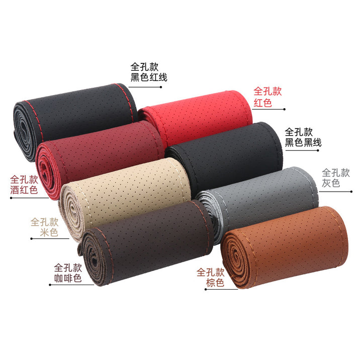 Top Layer Cowhide Steering Wheel Cover Large All Season Universal Car Genuine Leather Grip Cover