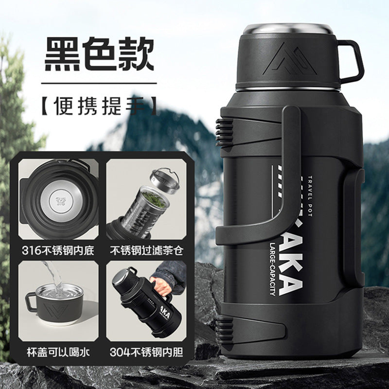 316不锈钢保温水壶大容量5升大升量茶水分离热水瓶户外旅行壶批发