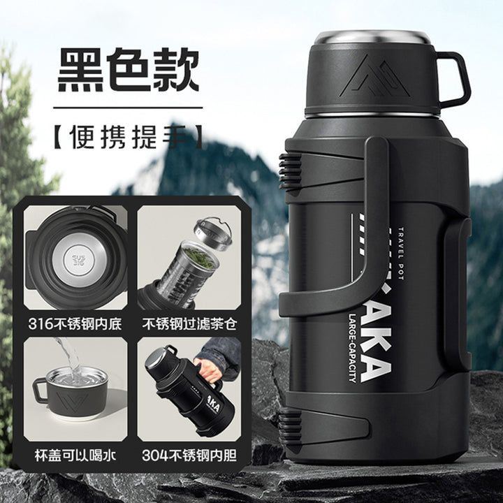 316不锈钢保温水壶大容量5升大升量茶水分离热水瓶户外旅行壶批发