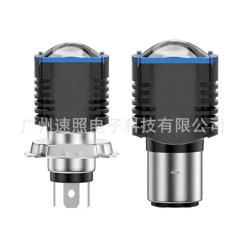 跨境新款摩托LED大灯H4 H6 BA20D高亮聚光机车大灯泡远近光头灯