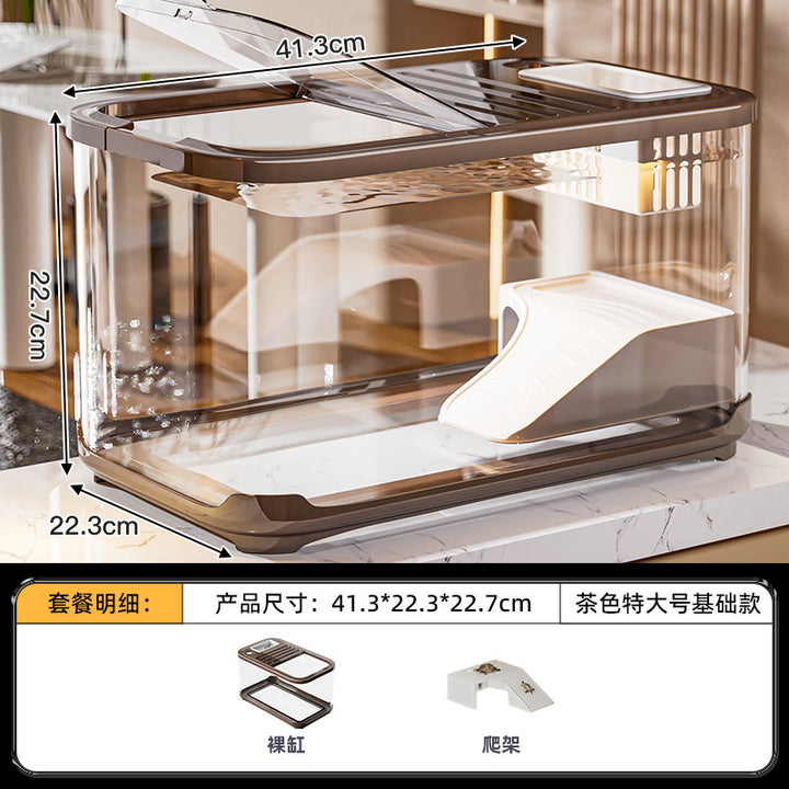 严选轻奢鱼缸家用高级带盖透明客厅造景生态缸玄关装饰塑料水族箱