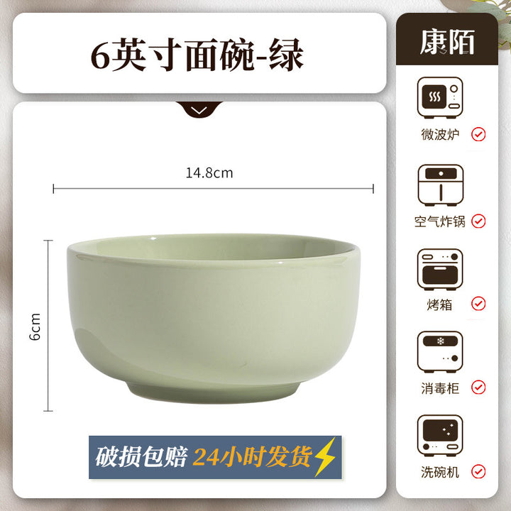 KANGMO Cream Style Ceramic Rice Bowl Set New - Noodle Bowls & Plates Set
