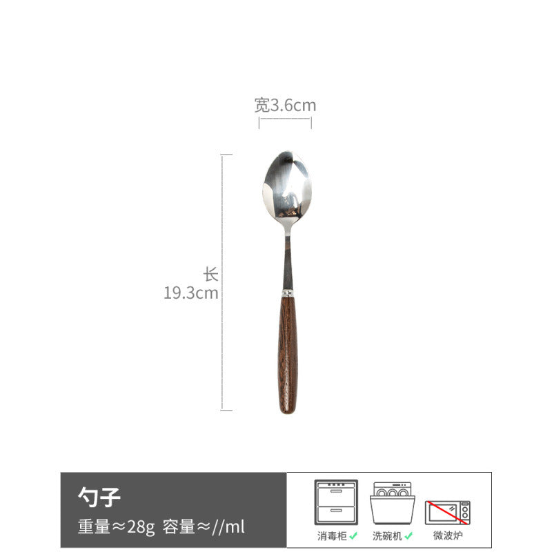 复古简约风勺子叉子不锈钢餐具叉勺甜品勺汤勺西餐牛排叉叉勺批发
