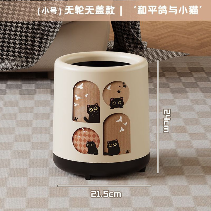 客厅垃圾桶家用大容量中古风厨房卧室可爱高颜值卫生间带滑轮纸篓
