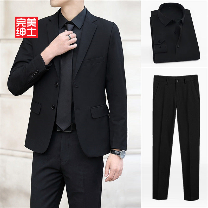 春秋季青年商务西服套装男士西装西裤三件套婚庆礼服新郎伴郎团体