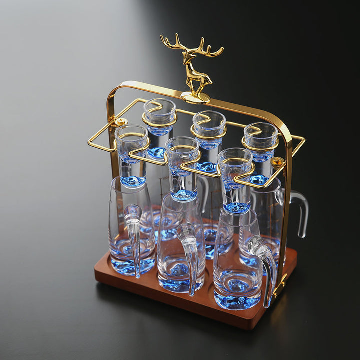 Wooden Baijiu Wine Cup Rack – Premium Home Bar Liquor Dispenser Stand