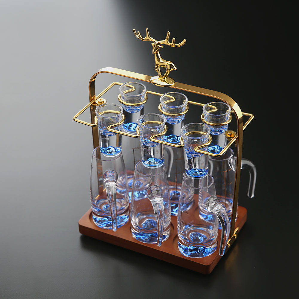 Wooden Baijiu Wine Cup Rack – Premium Home Bar Liquor Dispenser Stand