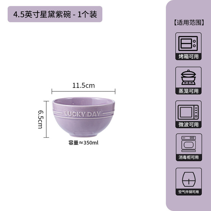 新款高级感紫色釉下彩碗碟套装家用高颜值陶瓷碗盘子乔迁陶瓷餐具