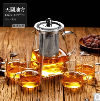 高硼硅玻璃大号茶壶不锈钢漏泡茶壶套装茶水分离家用茶具钢漏茶壶