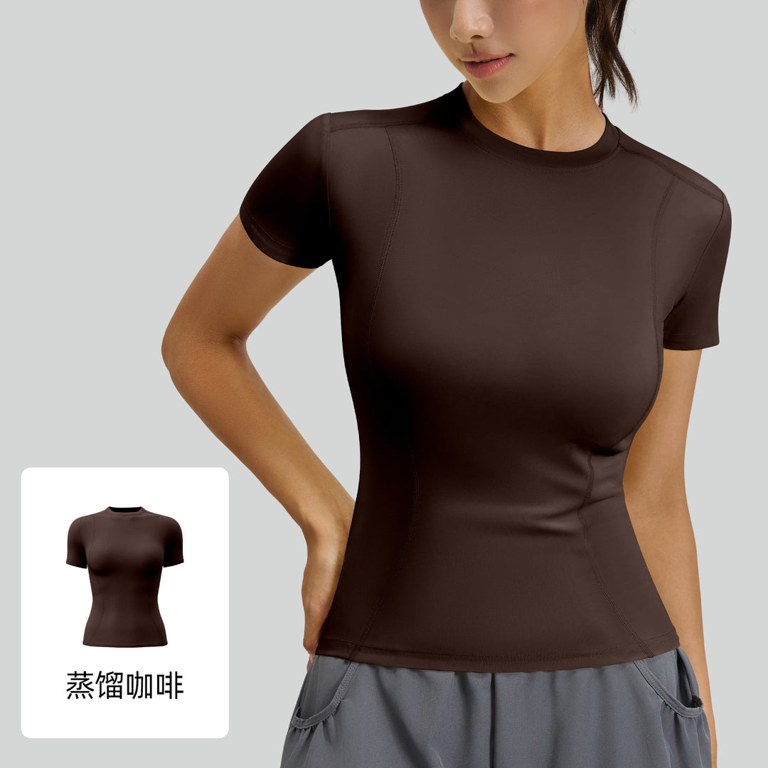 聚衣堂春夏修身运动短袖T恤瑜伽服上衣女健身紧身跑步瑜伽短袖