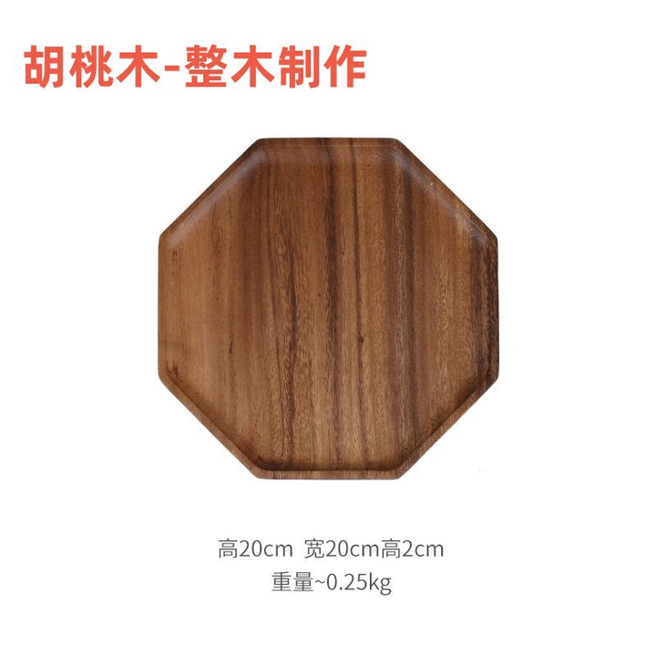 跨境胡桃木日式木托盘定制家用实木糕茶点小圆形盘茶盘餐具盘批发