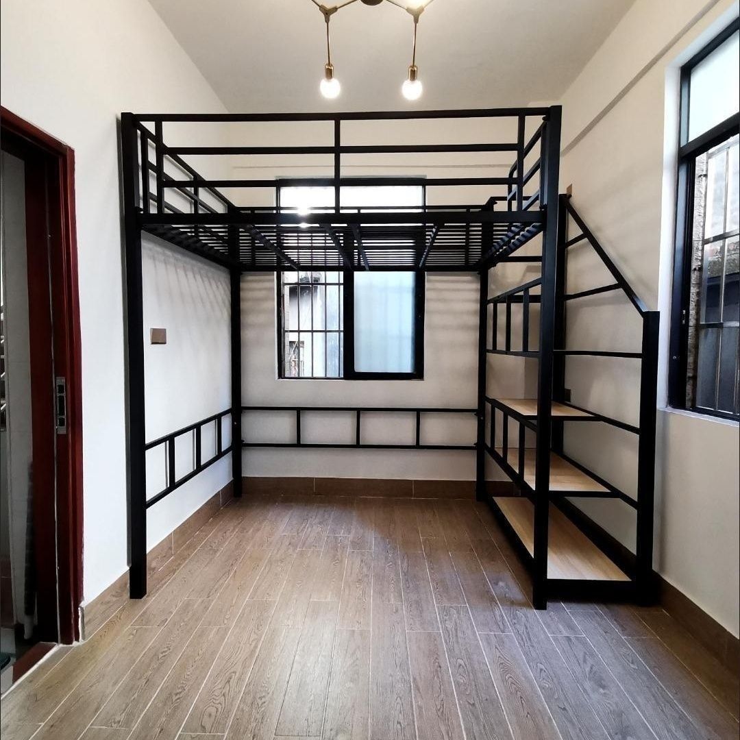 Loft Iron Art Bunk Bed – Nordic Style Double Bedroom Bed for Adults
