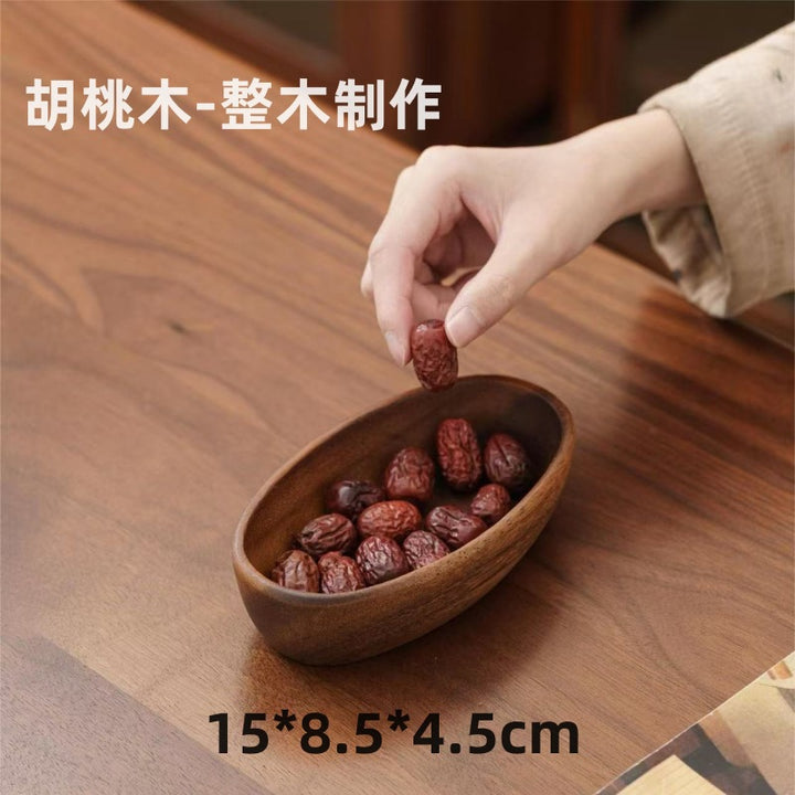 跨境胡桃木日式木托盘定制家用实木糕茶点小圆形盘茶盘餐具盘批发