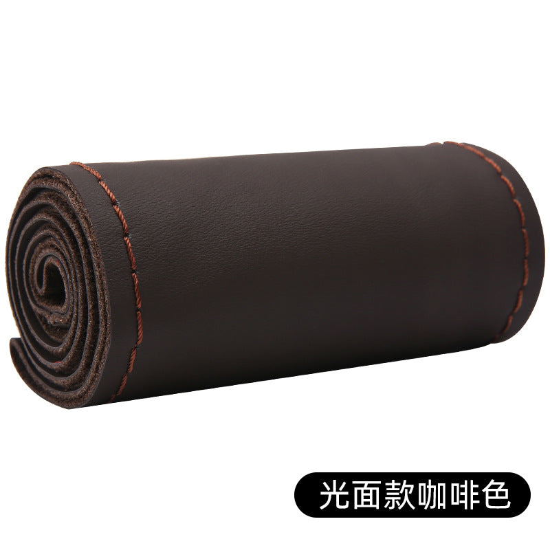 Top Layer Cowhide Steering Wheel Cover Large All Season Universal Car Genuine Leather Grip Cover