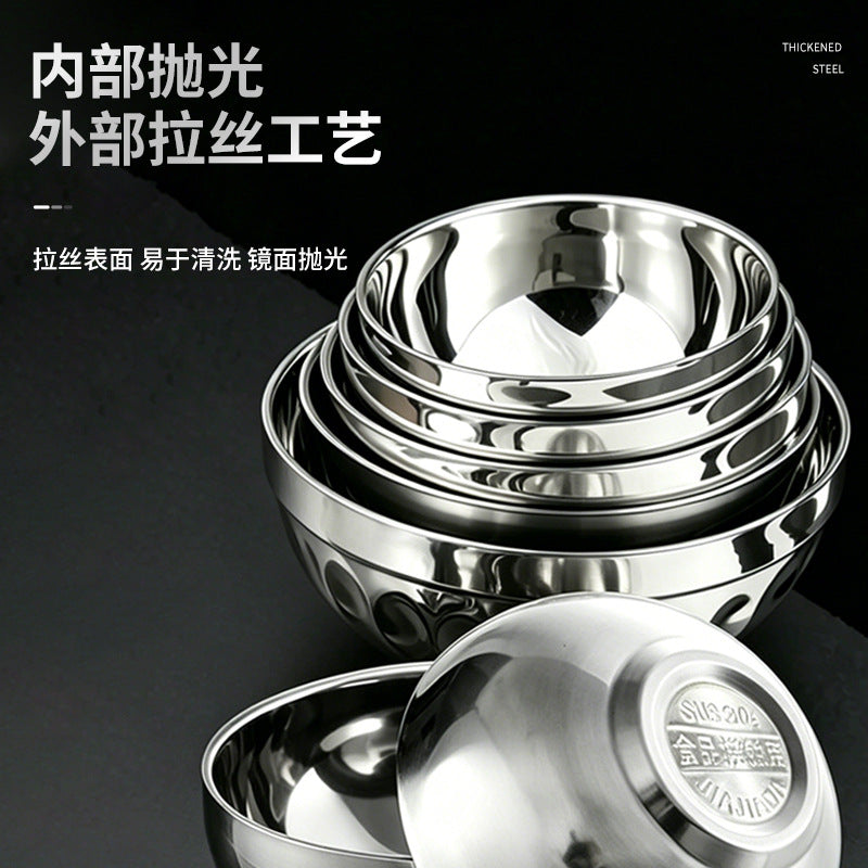 加厚304/316不锈钢碗双层防烫汤碗儿童碗防摔家用吃饭餐具泡面碗