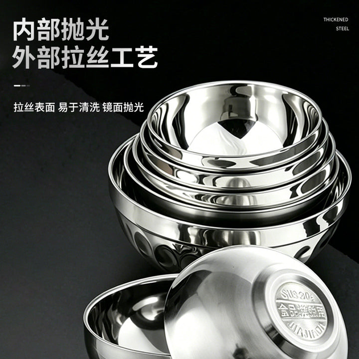 加厚304/316不锈钢碗双层防烫汤碗儿童碗防摔家用吃饭餐具泡面碗