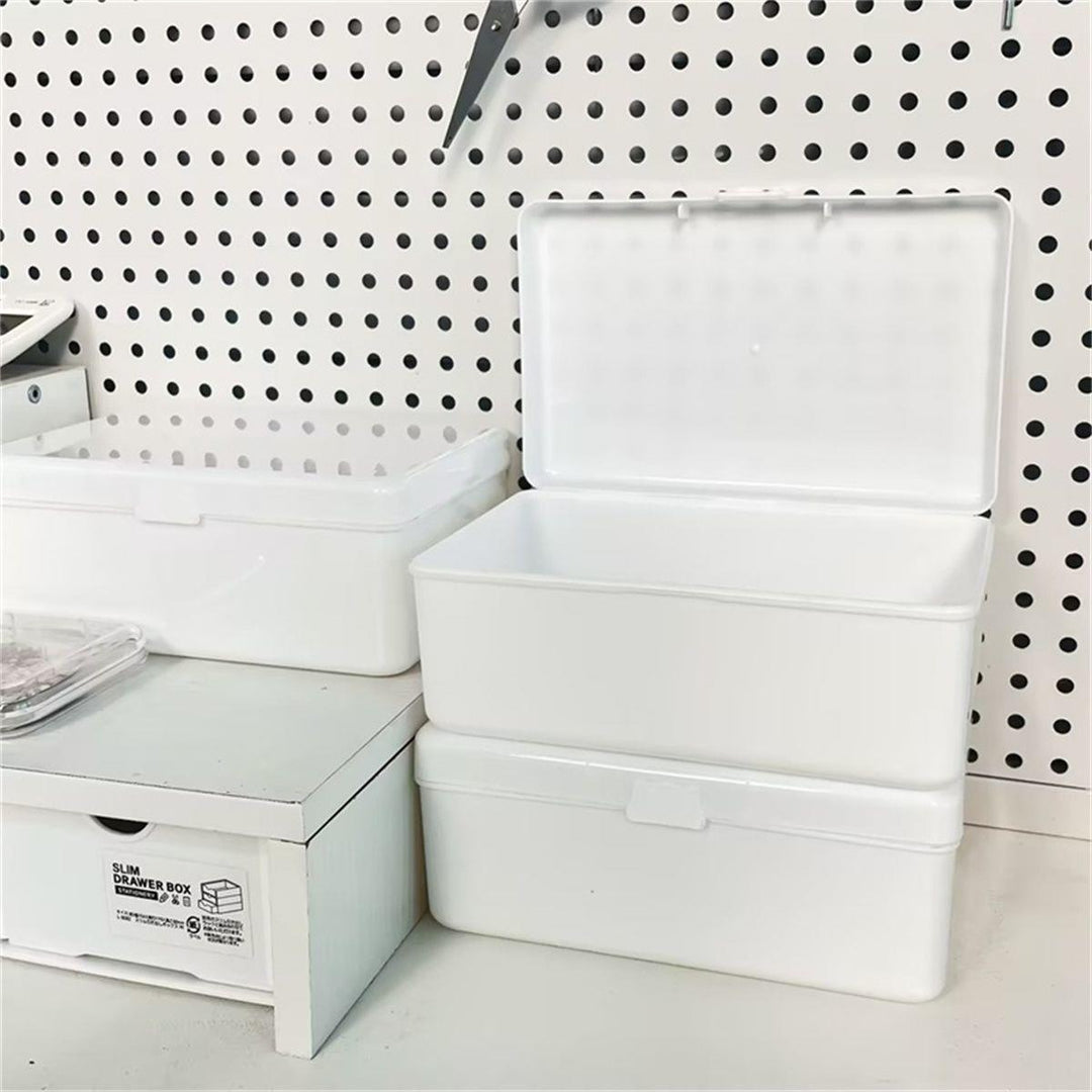 平价奶白包装盒收纳盒翻盖桌面收纳盒学生发饰首饰盒子收纳储物箱