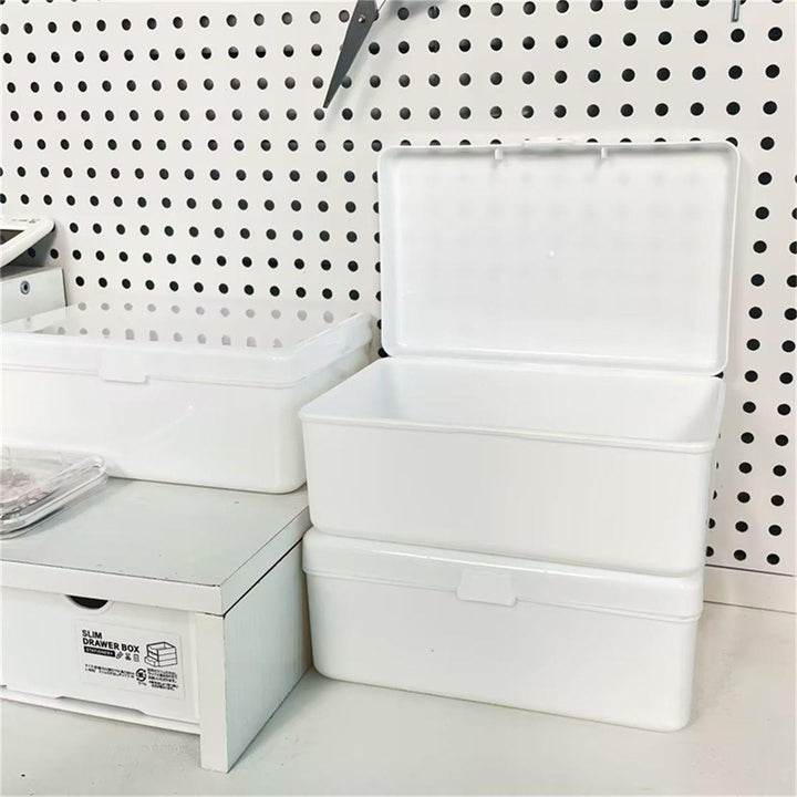 平价奶白包装盒收纳盒翻盖桌面收纳盒学生发饰首饰盒子收纳储物箱