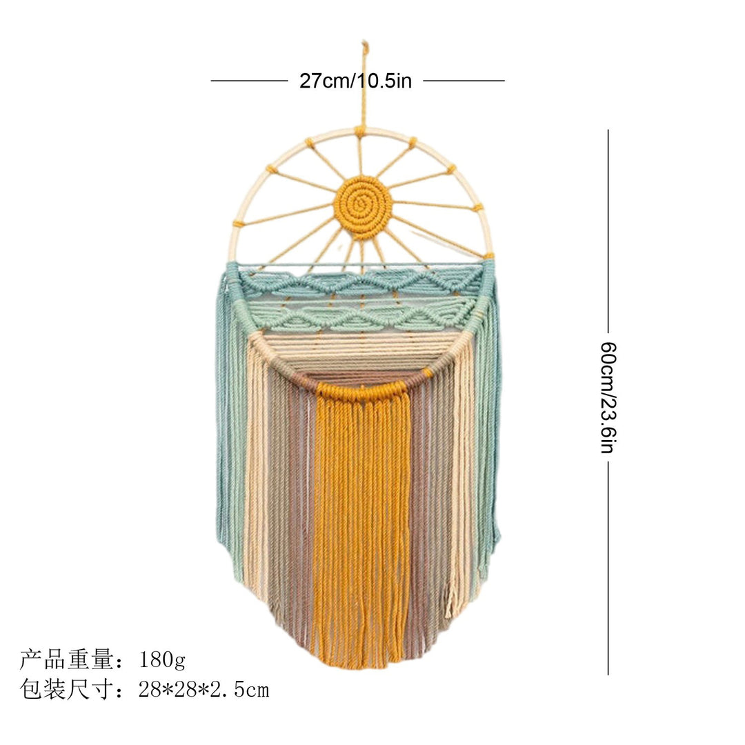 亚马逊彩色圆环流苏壁毯 民宿客厅卧室手工编织波西米亚壁挂装饰